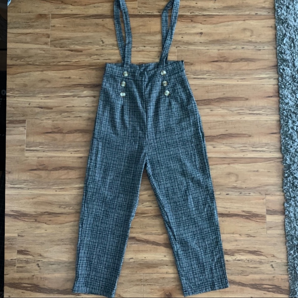 Shein High Waist Plaid Jumpsuit Size M